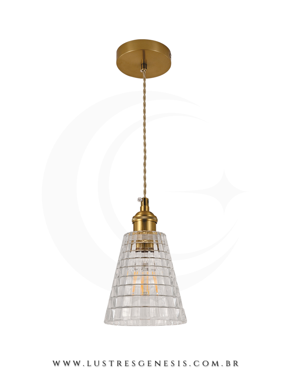 A Luminaria Pendente com acabamento em metal bronze e cupula de vidro transparente e ideal para renovar seu ambiente.